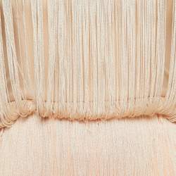 Pre Owned Elisabetta Franchi Orange Nylon Embellished Halter Neck Fringed Mini Dress S