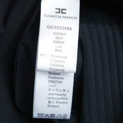 Pre Owned Elisabetta Franchi Black Pleated Jersey Pencil Skirt S