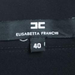 Pre Owned Elisabetta Franchi Black Pleated Jersey Pencil Skirt S