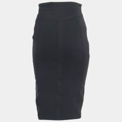 Pre Owned Elisabetta Franchi Black Pleated Jersey Pencil Skirt S