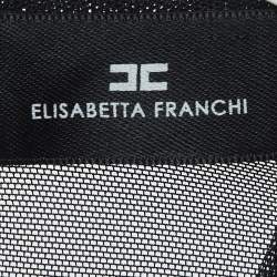 Pre Owned Elisabetta Franchi Black Floral Sequined Tulle Bodysuit S