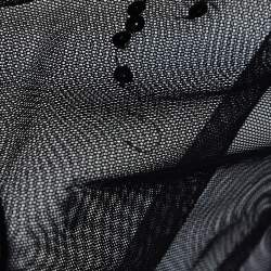 Pre Owned Elisabetta Franchi Black Floral Sequined Tulle Bodysuit S