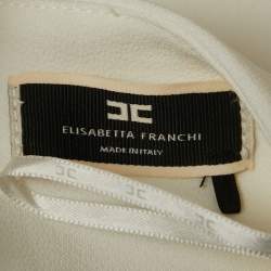 Elisabetta Franchi Off-White Crepe Chain Detailed Waist Mini Skirt S