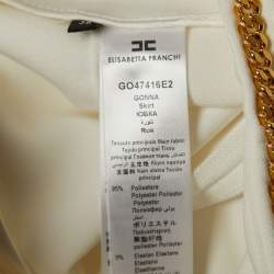 Elisabetta Franchi Off-White Crepe Chain Detailed Waist Mini Skirt S