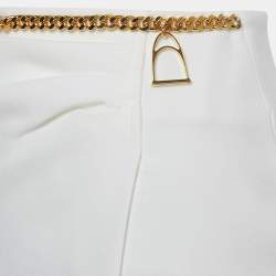 Elisabetta Franchi Off-White Crepe Chain Detailed Waist Mini Skirt S