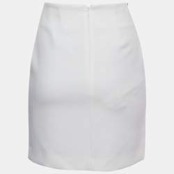 Elisabetta Franchi Off-White Crepe Chain Detailed Waist Mini Skirt S