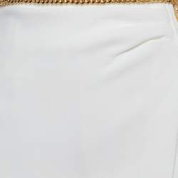 Elisabetta Franchi Off-White Crepe Chain Detailed Waist Mini Skirt S