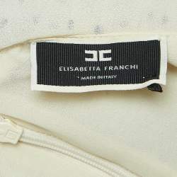 Pre Owned Elisabetta Franchi White Dotted Tulle Plunge Tiered Mini Dress S