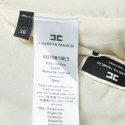 Pre Owned Elisabetta Franchi White Dotted Tulle Plunge Tiered Mini Dress S