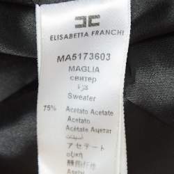 Pre Owned Elisabetta Franchi Black Snake Textured Jacquard Top L