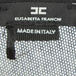 Pre Owned Elisabetta Franchi Black Ruched Mesh Midi Dress M