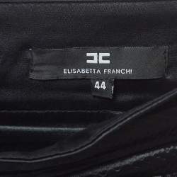 Pre Owned Elisabetta Franchi Black Snake Textured Jacquard Pencil Skirt M