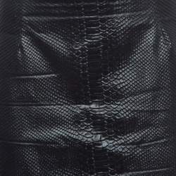 Pre Owned Elisabetta Franchi Black Snake Textured Jacquard Pencil Skirt M