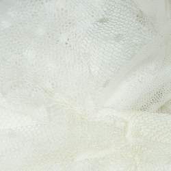 Elisabetta Franchi White Tulle Ruched Off Shoulder Crop Top M