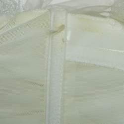 Elisabetta Franchi White Tulle Ruched Off Shoulder Crop Top M
