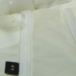 Elisabetta Franchi White Tulle Ruched Off Shoulder Crop Top M