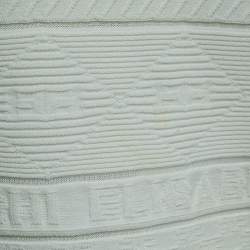 Pre Owned Elisabetta Franchi White Jacquard Knit Pencil Skirt M
