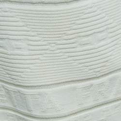 Pre Owned Elisabetta Franchi White Jacquard Knit Pencil Skirt M