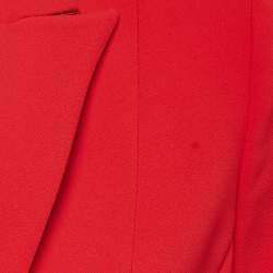 Pre Owned Elisabetta Franchi Red Crepe Cropped Blazer M