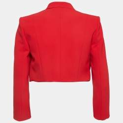 Pre Owned Elisabetta Franchi Red Crepe Cropped Blazer M