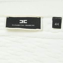 Pre Owned Elisabetta Franchi White Logo Jacquard Knit Tube Top M