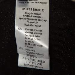 Elisabetta Franchi Black Lurex Knit Button Front Cardigan L