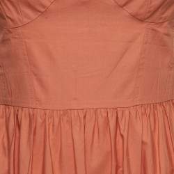 Pre Owned Elisabetta Franchi Orange Cotton Maxi Dress XL