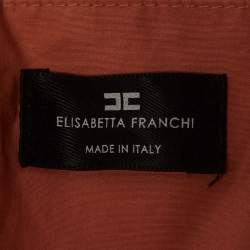 Pre Owned Elisabetta Franchi Orange Cotton Maxi Dress XL