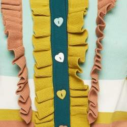 Pre Owned Elisabetta Franchi Multicolor Knit Ruffled Cardigan S