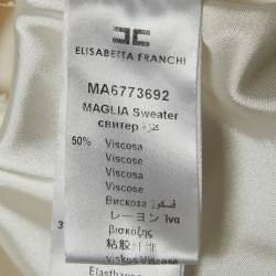 Elisabetta Franchi Off-White Crepe Long Sleeve Crop Top S