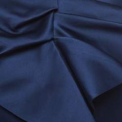 Pre Owned Elisabetta Franchi Navy Blue Satin Draped Cropped Jacket S