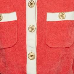 Elisabetta Franchi Coral Pink Knit Buttoned Half Sleeve Top M