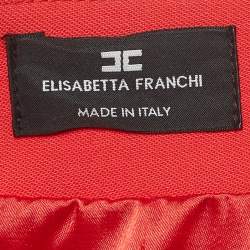 Pre Owned Elisabetta Franchi Coral Pink Lace & Crepe Mini Dress M