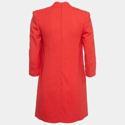 Pre Owned Elisabetta Franchi Coral Pink Lace & Crepe Mini Dress M