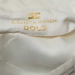 Pre Owned Elisabetta Franchi White Floral Sequin Detailed Sleeveless Mini Dress S