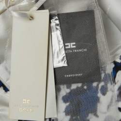 Pre Owned Elisabetta Franchi White Floral Sequin Detailed Sleeveless Mini Dress S