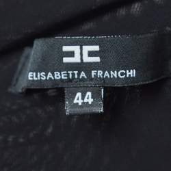 Pre Owned Elisabetta Franchi Black Jersey Chain Detail Cut-out Mini Dress M