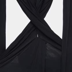 Pre Owned Elisabetta Franchi Black Jersey Chain Detail Cut-out Mini Dress M