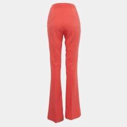 Elisabetta Franchi Coral Pink Crepe Flared Trousers M