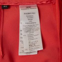 Elisabetta Franchi Coral Pink Crepe Flared Trousers M
