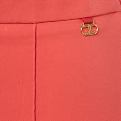 Elisabetta Franchi Coral Pink Crepe Flared Trousers M