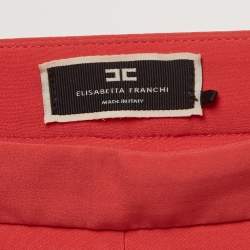 Elisabetta Franchi Coral Pink Crepe Flared Trousers M