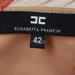 Pre Owned Elisabetta Franchi Beige/Coral Pink Stretch Knit  Sleeveless Bodysuit M
