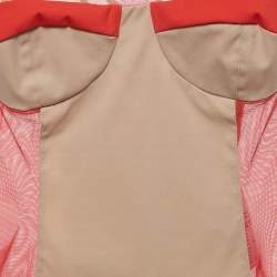 Pre Owned Elisabetta Franchi Beige/Coral Pink Stretch Knit  Sleeveless Bodysuit M