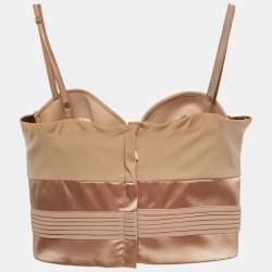 Pre Owned Elisabetta Franchi Beige Satin Strappy Bralette Top M