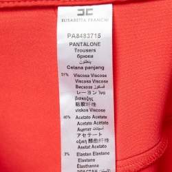 Pre Owned Elisabetta Franchi Coral Pink Crepe Slim Fit Pants S