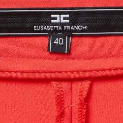 Pre Owned Elisabetta Franchi Coral Pink Crepe Slim Fit Pants S
