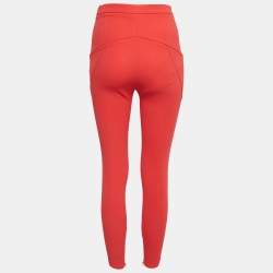 Pre Owned Elisabetta Franchi Coral Pink Crepe Slim Fit Pants S