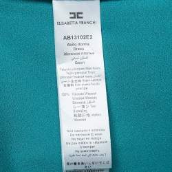 Pre Owned Elisabetta Franchi Blue Teal Lame Draped Mini Dress S