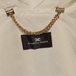 Elisabetta Franchi Beige Synthetic Open Front Belted Short Coat M